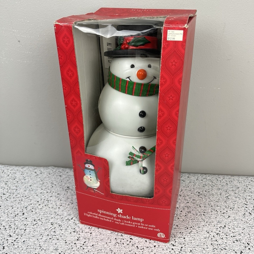 Target Christmas Snowman Spinning Shade Lamp 2003 New Open Box Vintage 12"